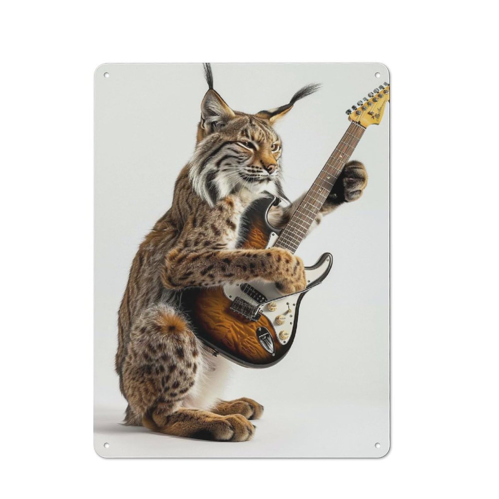 Junmoney Style-22 Lynx Guitar Rustic Printed Metal Sign 40X30cm For Bar Or Restaurant, For Bar Decor Enthusiasts
