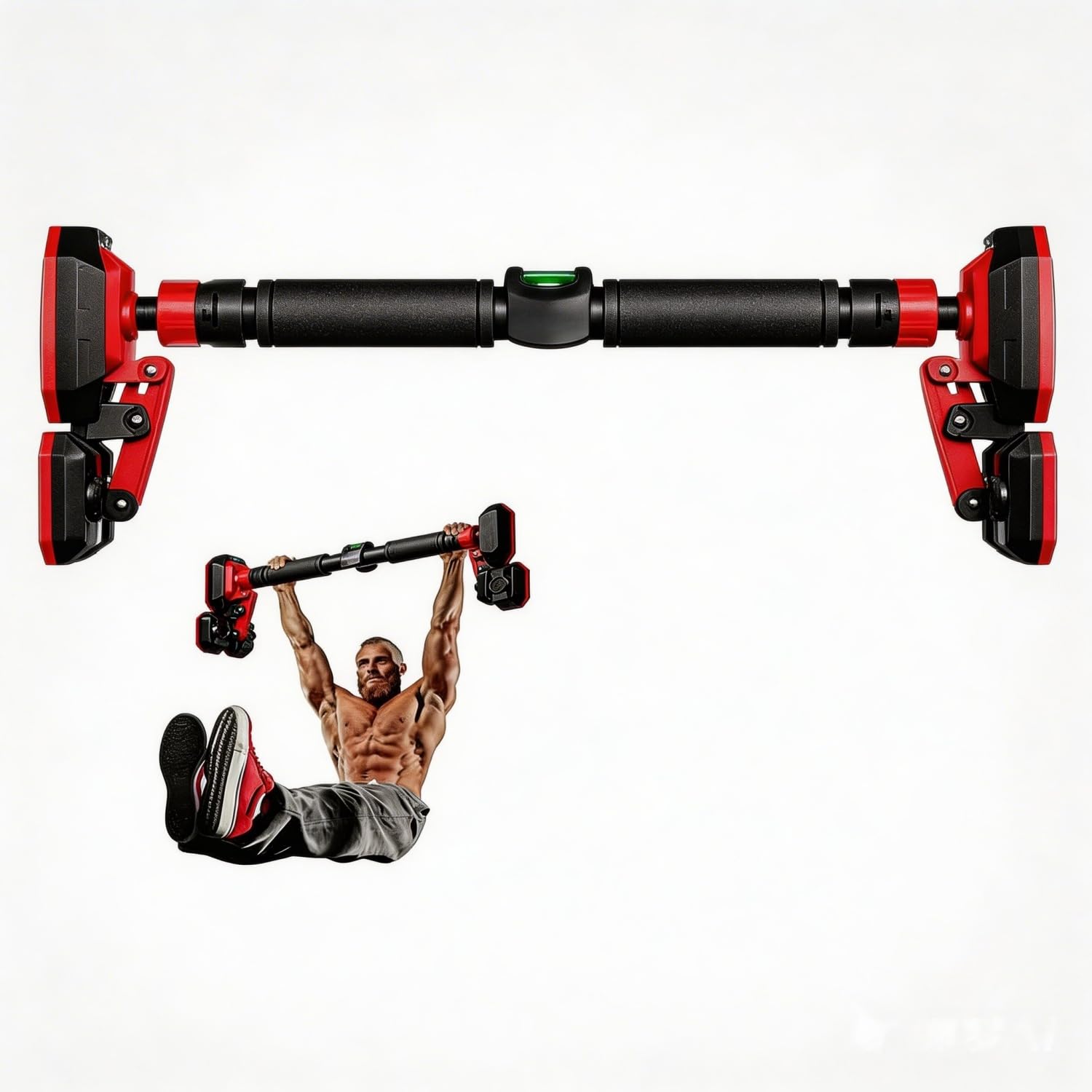 Drążek do podciągania bez wiercenia do drzwi (krótki 70-100 cm) z pierścieniami gimnastycznymi, domowy drążek do podciągania, sprzęt fitness do użytku w pomieszczeniach