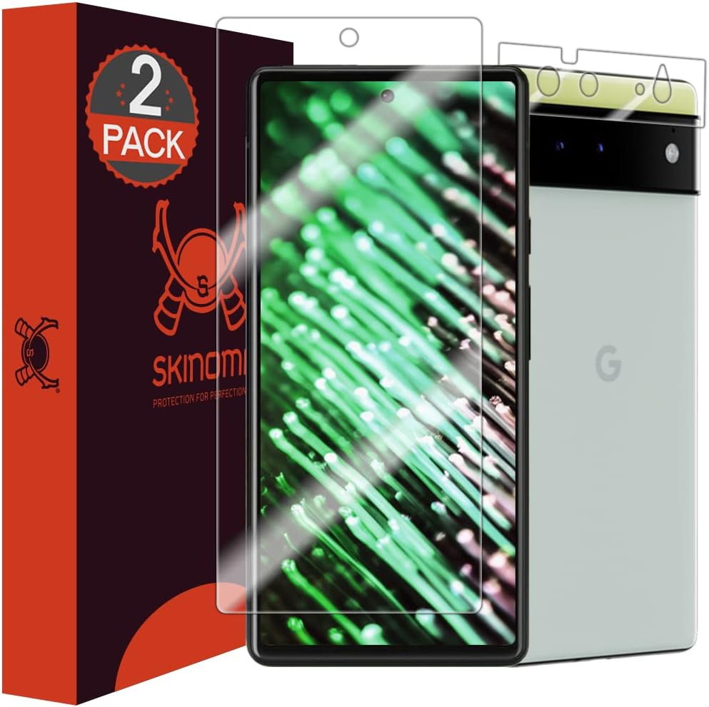SkinomiScreen Protector Compatible with Google Pixel 6 (2-Pack) with Camera Lens Protector Clear TechSkin TPU Anti-Bubble HD Film