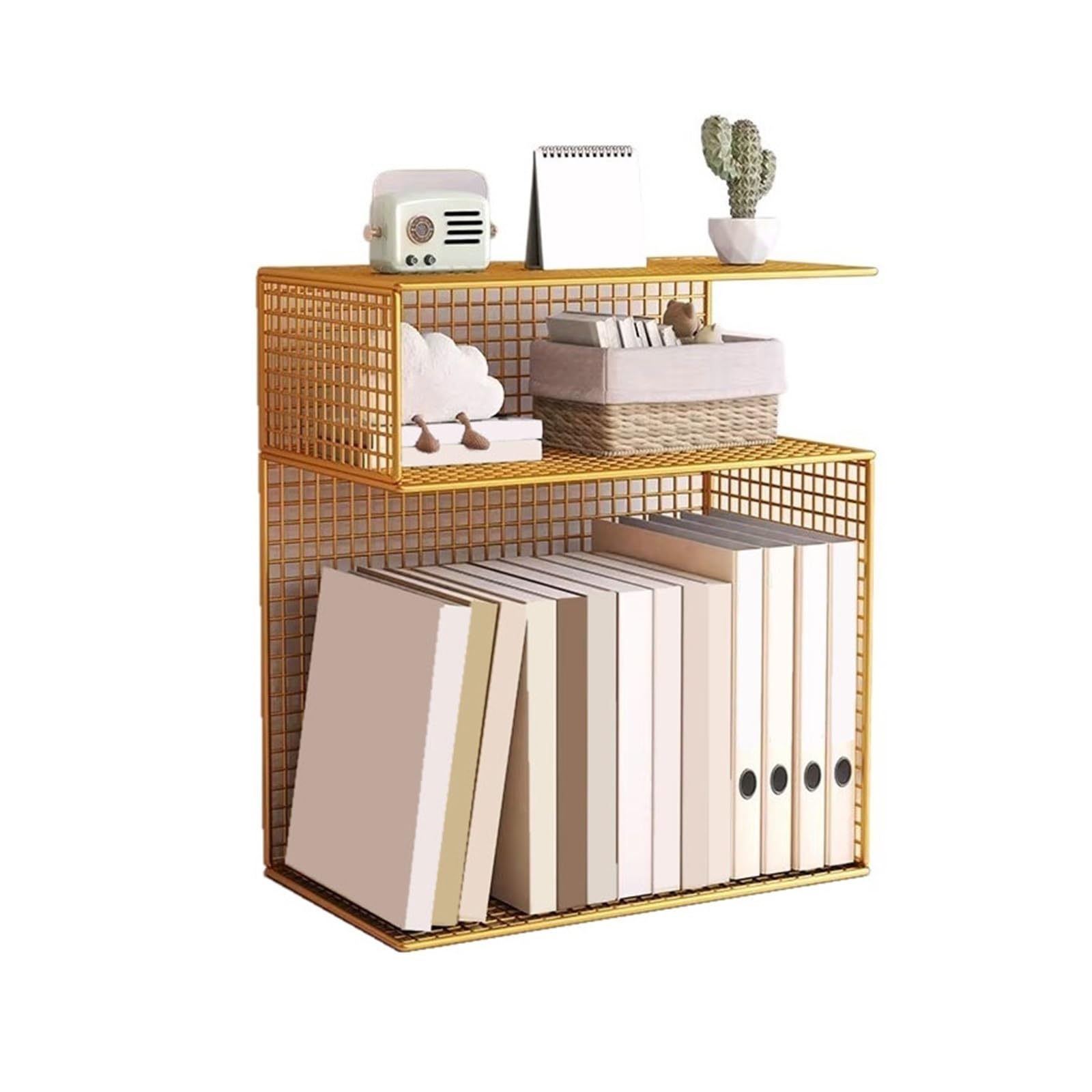 Zhaoj24-05 Bookcase Desktop Open Divided Home Bookshelf Iron Office Organizer Rack