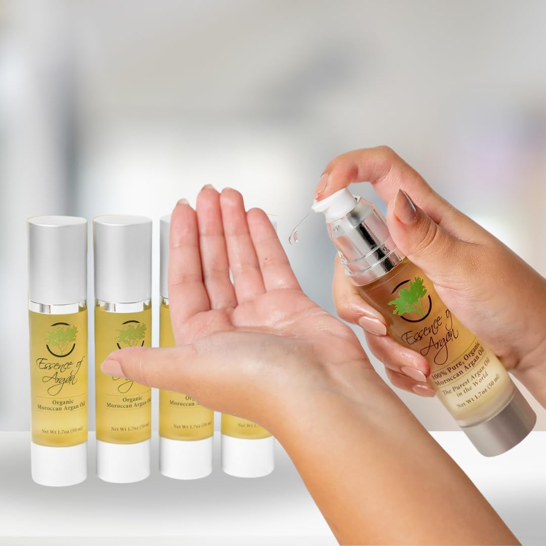 Essence Of Argan Moroccan Argan Oil for Hair Skin & Nails - Natural Eco-Certified Cold Pressed Oil for Skin Moisturization - Non-Greasy Formula for Hair and Nail Growth - Pack of 5 product thumbnail 4