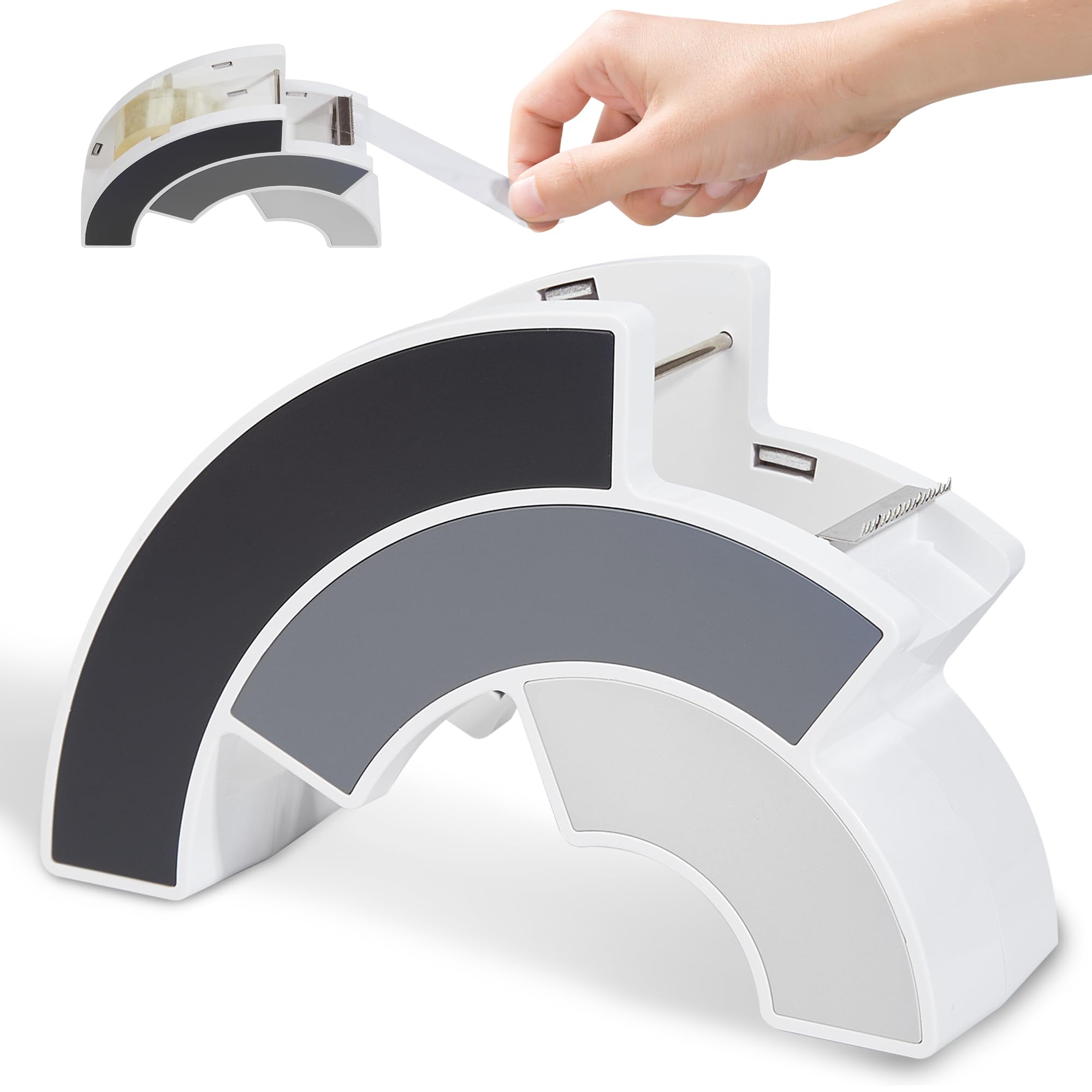 Dormercy Cute Tape Dispenser, Desk Tape Dispensers for Office, Kids, School, Decorative Office Supplies (Tape not Included), Black, 1 Pack