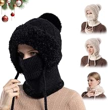 Toerjii Women's Winter Hat, 3 in 1 Women's Wool Hat, Multifunctional and Adjustable, Suitable for Daily and Outdoor Use