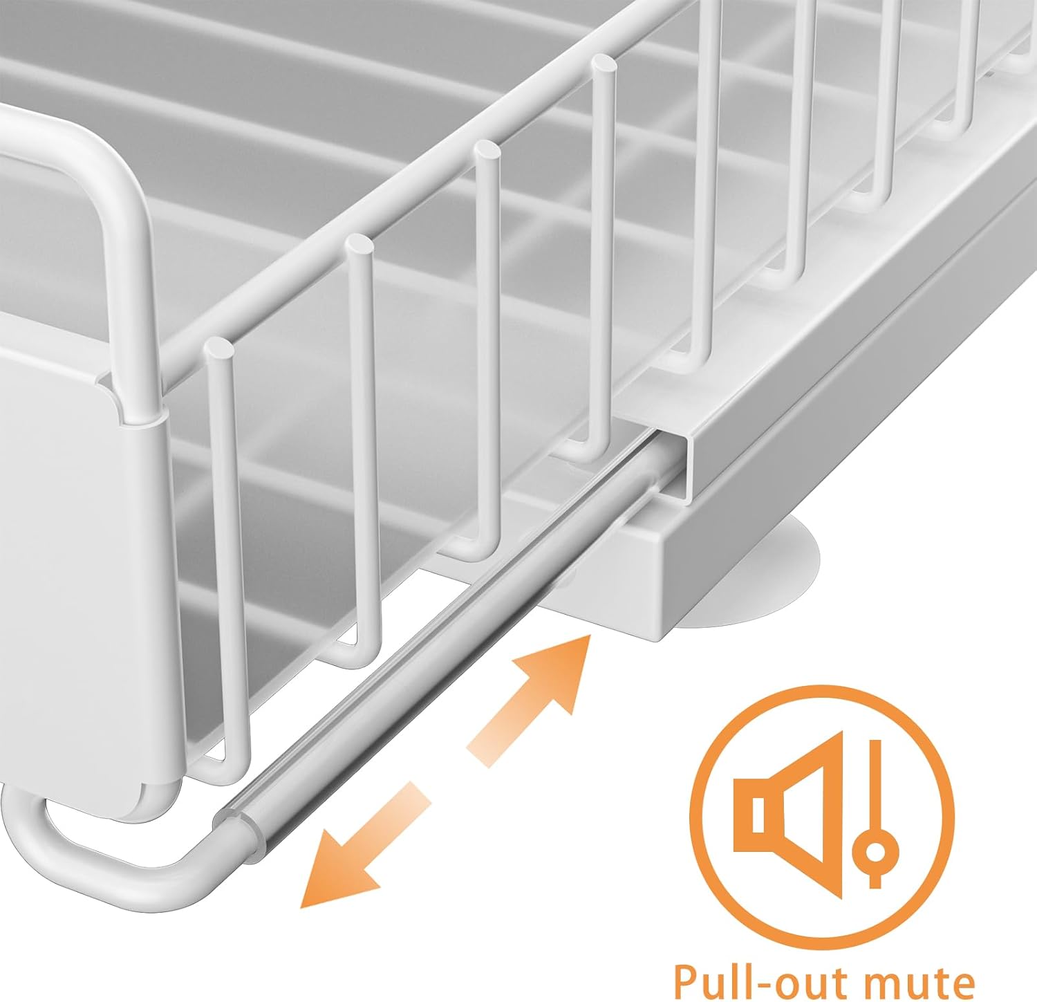 Under Sink Organizer, Single Tier Metal Pull Out Sliding Drawer Shelf for Kitchen Bathroom Cabinet Storage, Sturdy Rack – White - Image 2