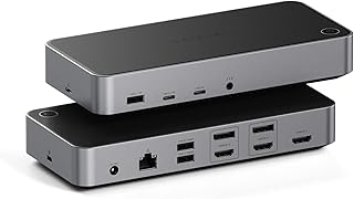 SATECHI Triple 4K Docking Station, USB C Docking Station 13-in-1, with 100W PD, 2 DisplayPort, 3 HDMI, 4 USB-C, USB-A, Gigabit Ethernet, and Audio Jack - for MacBook and Windows