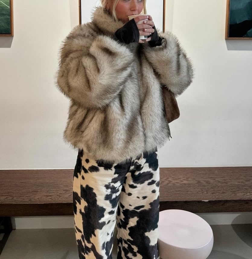 Cow Print Pants Women Men Loose Wide Leg Jeans Loose Fit High Waisted Straight Leg Vintage Baggy Denim Pants - Image 6