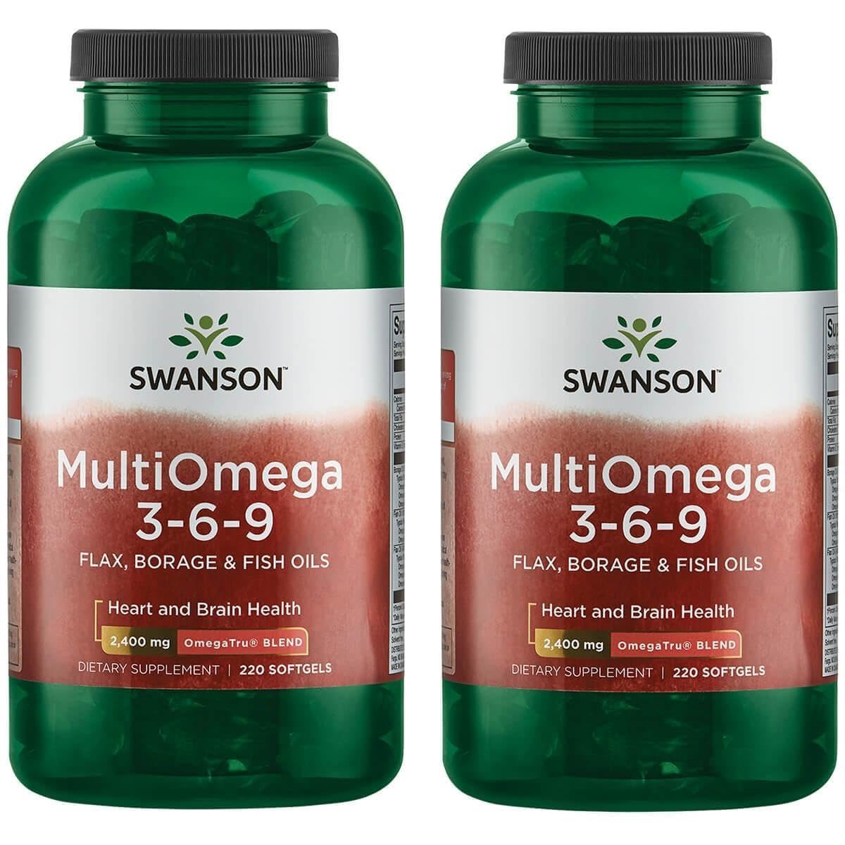 Swanson MultiOmega 3-6-9 Non-GMO Flax (220 Softgels, 2400mg Serving) 220 Count (Pack of 2)