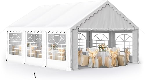 Miniatura 9 de MFSTUDIO Tienda de campaña para fiestas de 16 x 20 pies, tiendas de campaña resistentes al aire libre con paredes laterales extraíbles, toldo grande
