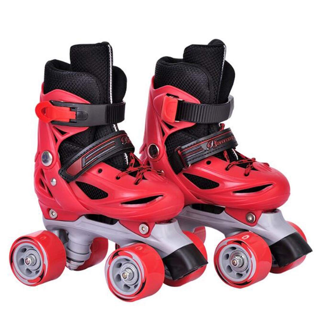 LLSZ Roller Skates Adjustable for Kids,Double Row 4 Wheel With All Wheels,Fun for Girls and Ladies (Color : Red, Size : S)