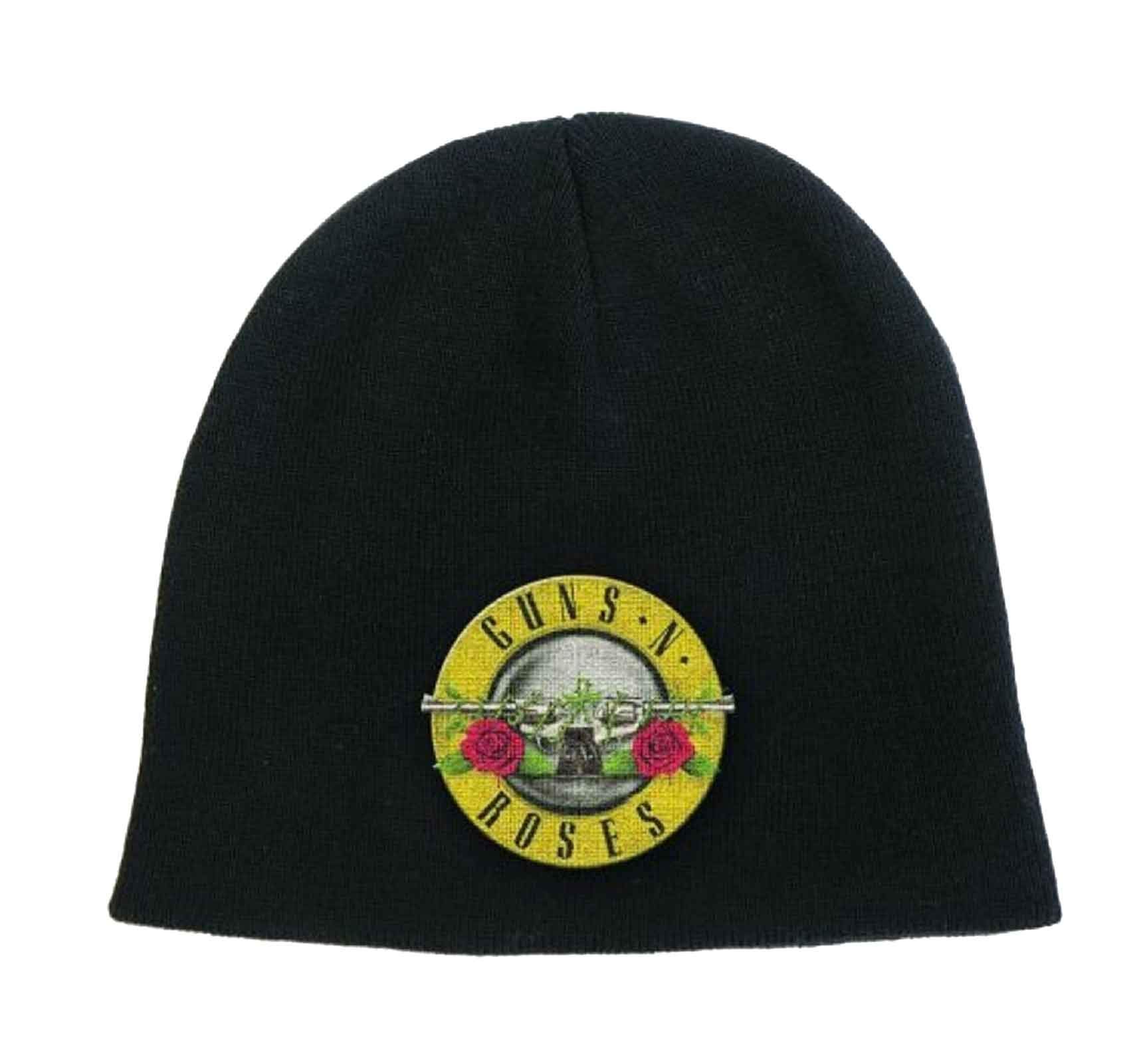Guns N' Roses Men's Black Beanie Hat Cap Band Logo Gnr Bullet Official One Size