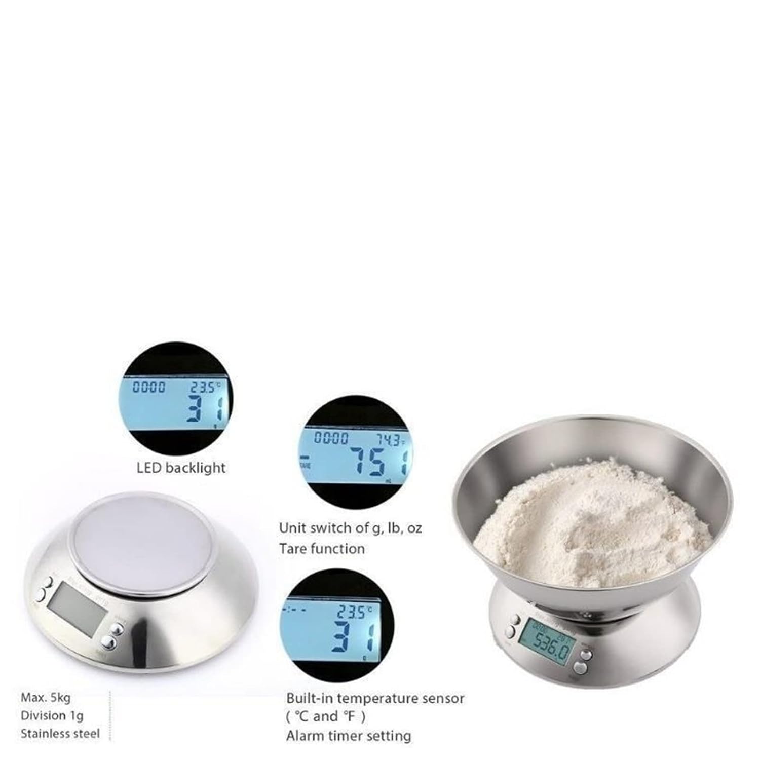 Digital Kitchen Scales Kitchen Scale Electronic Food Balance Cuisine Precision Digital with Bowl Cook Tool