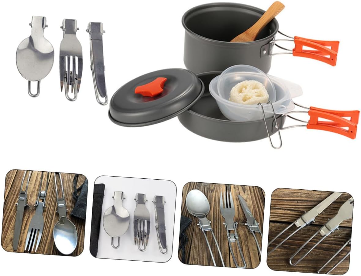 VICASKY Portable Camping Pot Lightweight Outdoor Cooking Kit for People Wear-Resistant Picnic Cookware with Easy-Clean Non-Stick Surface Compact Design for Backpacking and Hiking