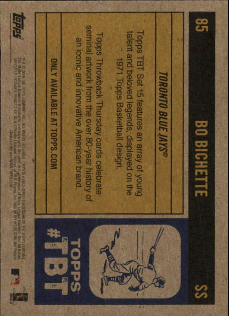 2020 Topps Throwback Thursday Baseball #85 Bo Bichette RC Rookie Toronto Blue Jays 1971-72 Topps Basketball Design Print Run 570