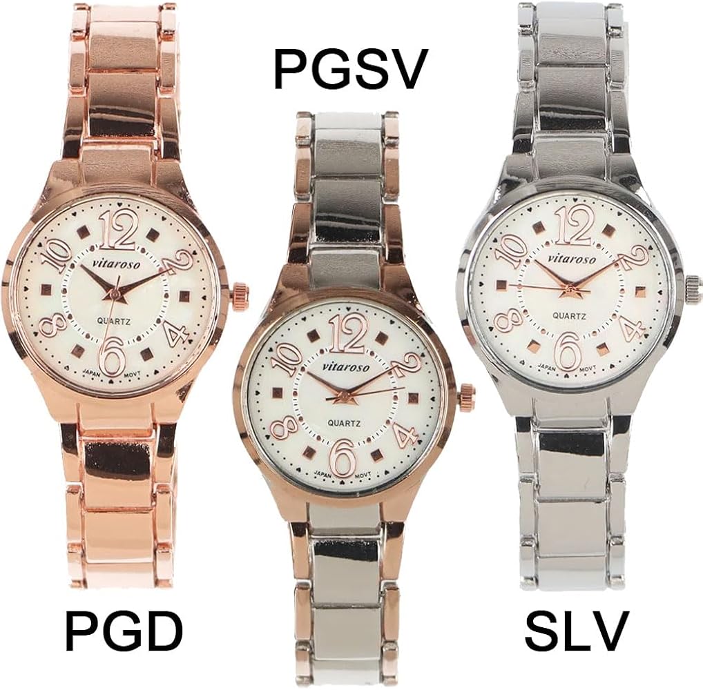 Amazon | 日本製ムーブメント シンプル3針ピンクゴールドにシェル文字