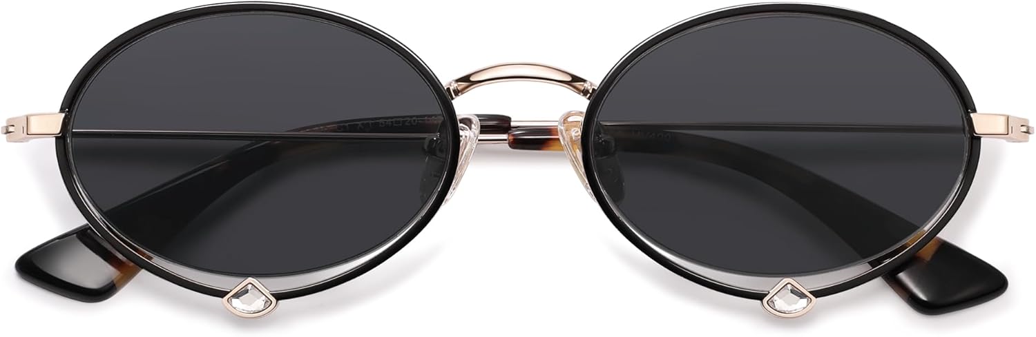 SOJOS Retro Oval Sunglasses Women Trendy Lightweight Narrow Vintage Small Shades UV Protection Sun Glasses, Larmes - Image 7