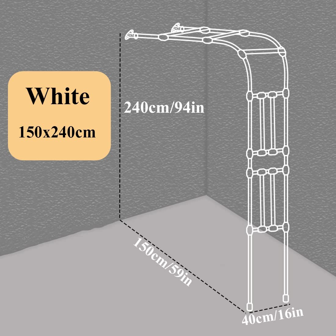 Wytrzymały metalowy łuk ogrodowy 240 cm – odporny na warunki atmosferyczne wspornik kratki do róż pnących i roślin, kremowe wykończenie, idealne na wesela i dekorację na zewnątrz (150 x 240 cm)