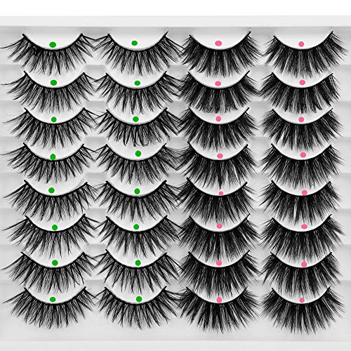Ruairie False Eyelashes 16 Pairs Fluffy Volume 3D Faux Mink Lashes Pack Natural Fake Eyelashes 2 Styles