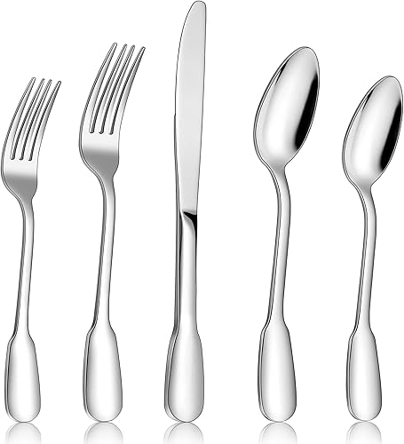 LIANYU Superior - Juego de cubiertos de acero inoxidable 1810, 20 piezas para 4, cubiertos elegantes para cocina, restaurante, boda, pulido de