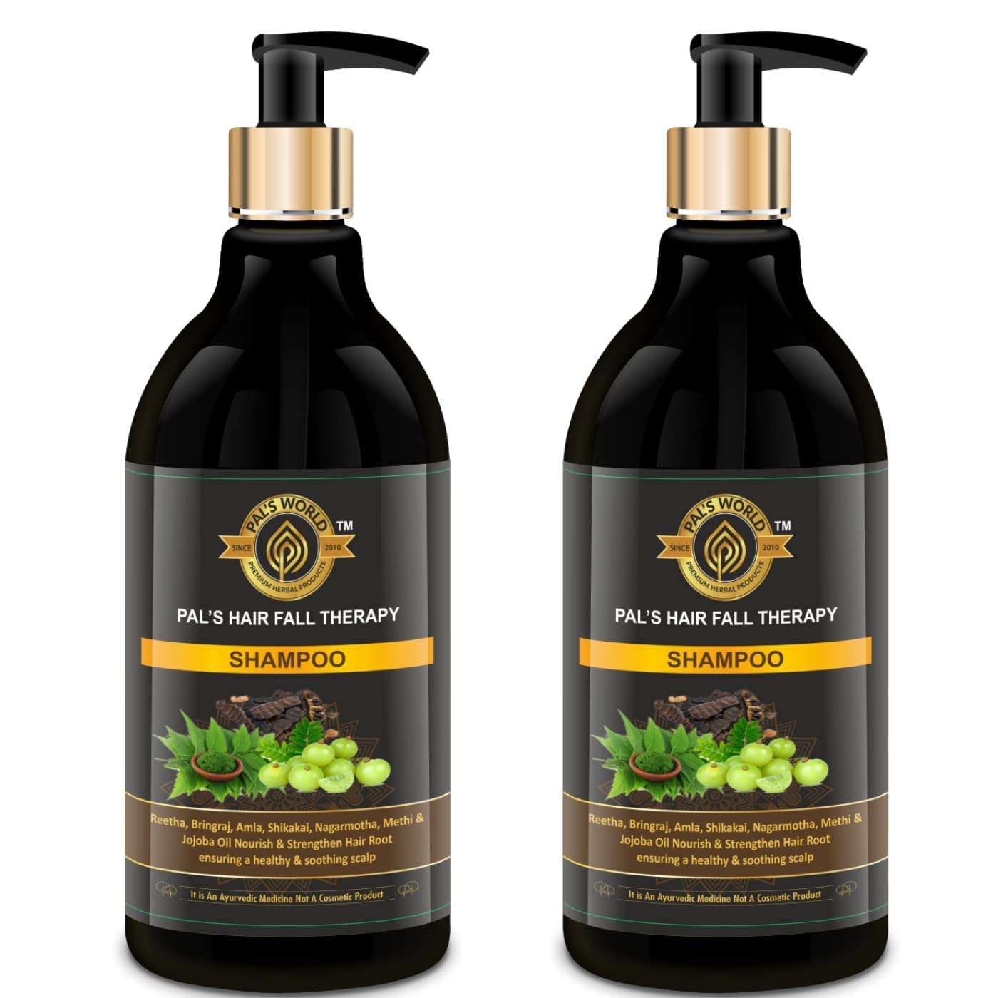 Pal's World Amla Reetha Shikakai Shampoo, Ayurvedic Hair Fall Shampoo For Hairfall Control & Strengthen Hair Root For All Hair Types For Women Men - 300 ml (Pack of 2)