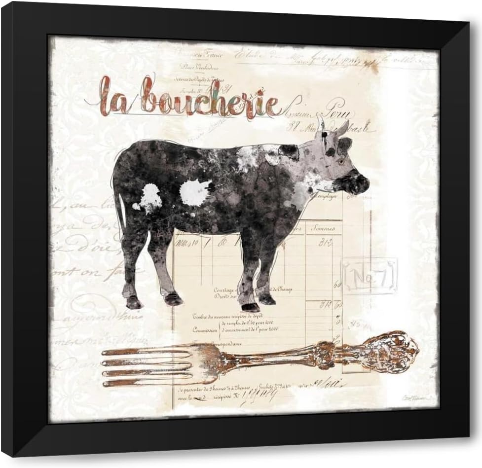 ArtDirect Golden Cuisine Cow Custom Framed Art Print Giclee Print or Canvas Options with Various Sizes and Customization by Robinson, Carol