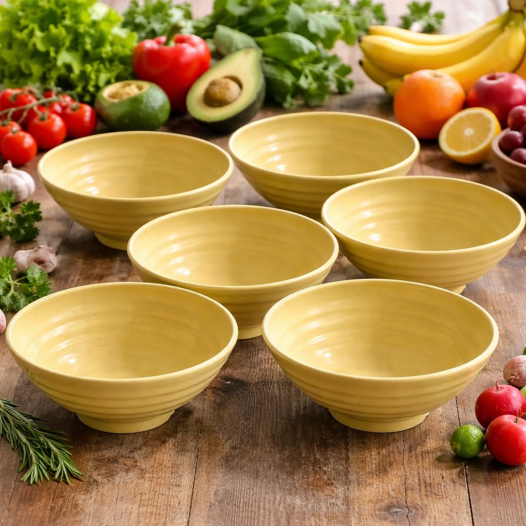 Wheat Straw Salad Bowls Set (900ml) – Large Microwave Safe, Unbreakable & Stackable Bowls for Salad, Soup, Ramen – BPA-Free, Eco-Friendly, Lightweight Serving Bowls for Kitchen (6, Green) — Amazon image 23