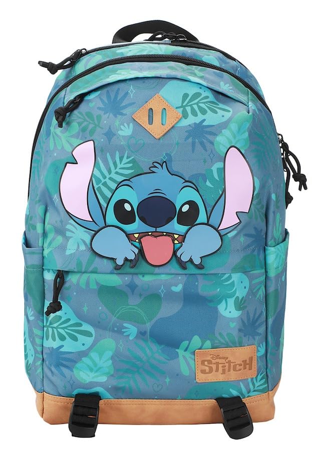 Disney Stitch Tropical Print 17.5 Hooded Backpack