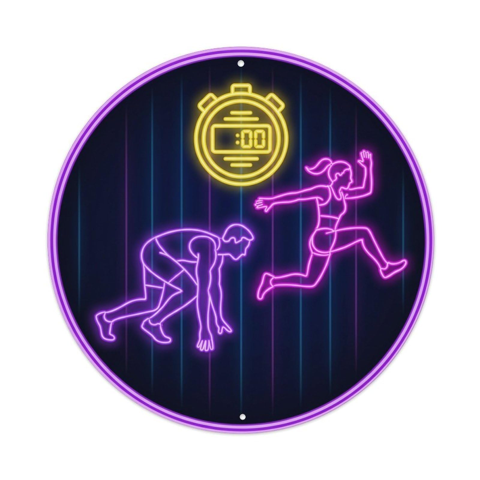 Vintage Faux Neon Gym Retro Bodybuilding Fitness Interval Metal Tin Sign