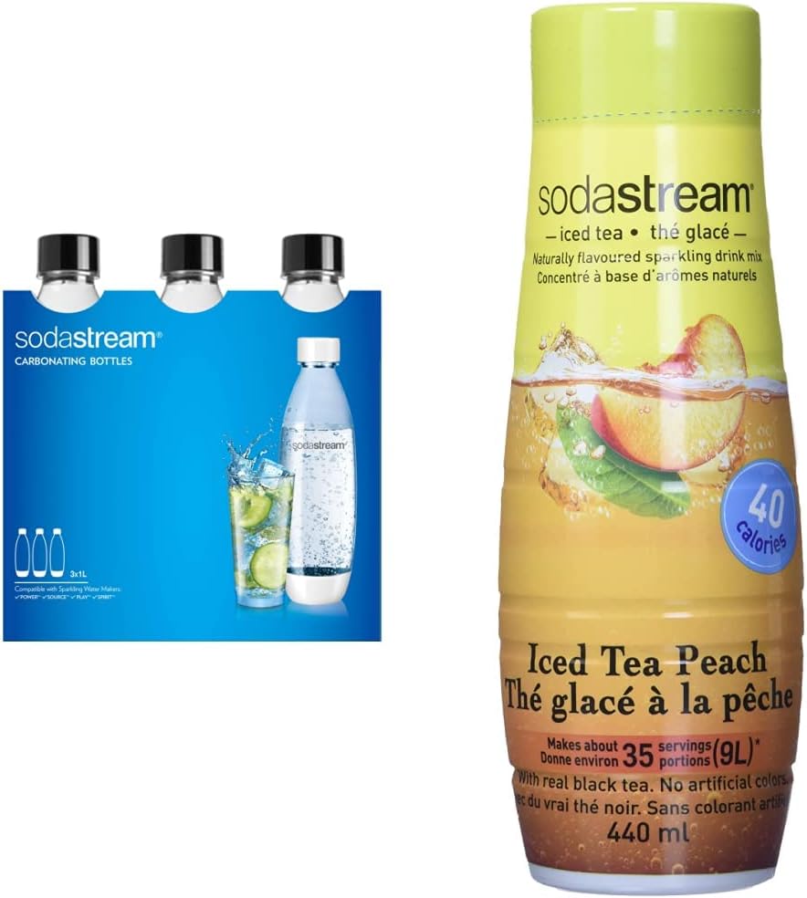 SodaStream 1L Fuse Carbonating Bottles (3 Pack) + SodaStream Fruits