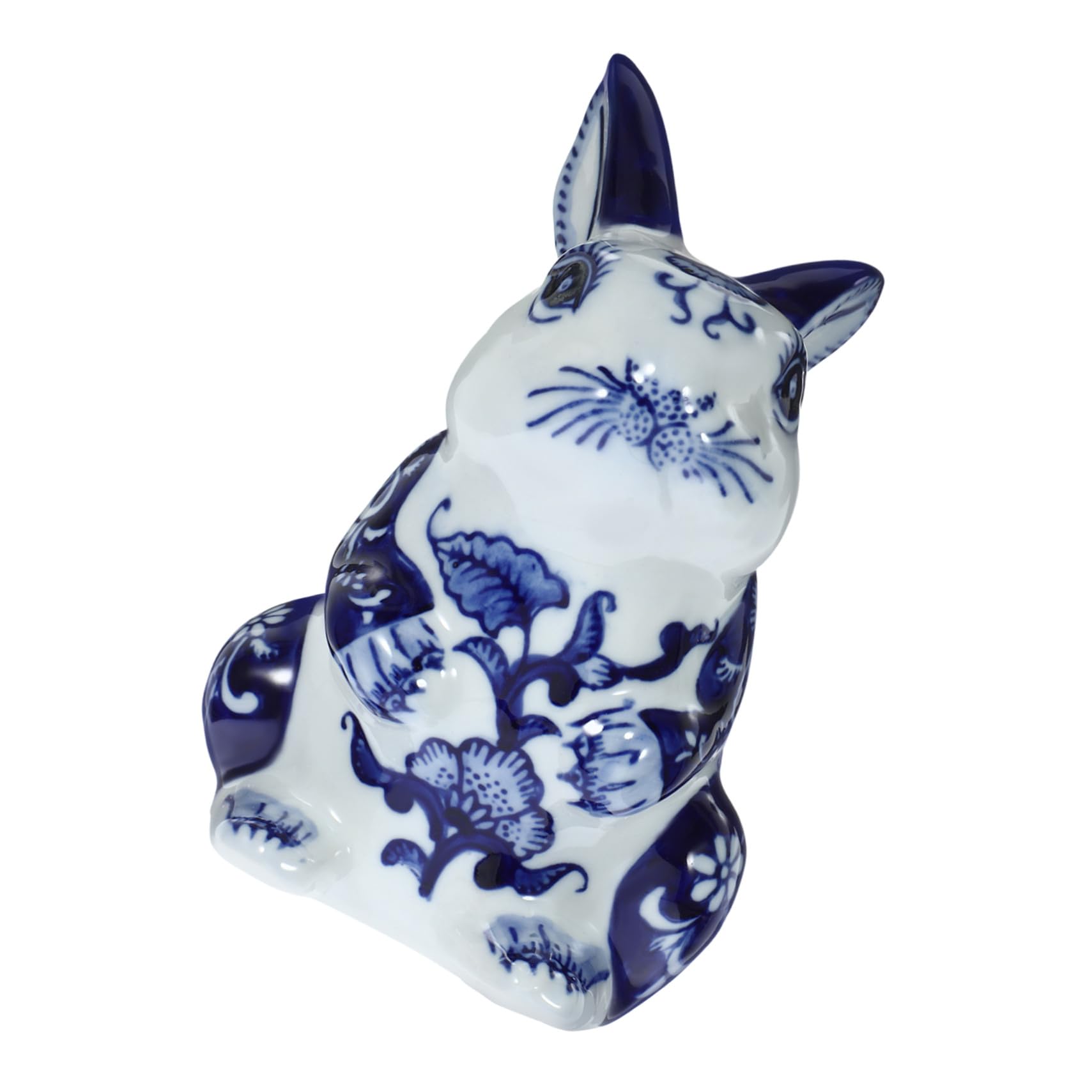 DOITOOL Figurine de Lapin Ornement Élégant en Céramique Bleu Clair Style Chinois, Décoration Adorable pour Bureau ou Salon pour Pendaison de Crémaillère