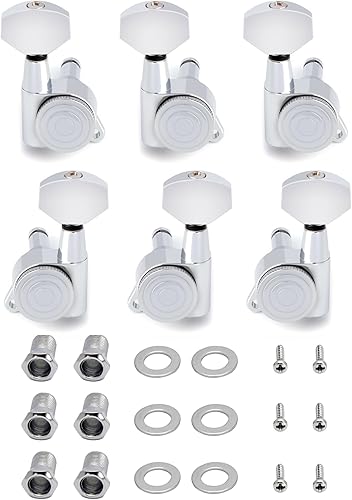 Metallor Clavijas de afinación de cuerdas de guitarra con bloqueo Llaves de afinación Máquinas Cabezales Afinadores 118 Ración de engranajes 3L 3R