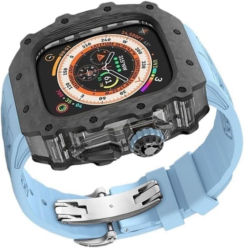 Kit boîtier carbone et bracelet sport silicone pour Apple Watch 9/8/7