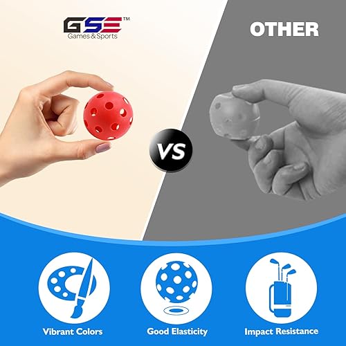 Miniatura 10 de GSE - Paquete de 12 pelotas de golf de práctica de 1.575 pulgadas, pelotas de golf de plástico de vuelo limitado, pelota de golf de entrenamiento