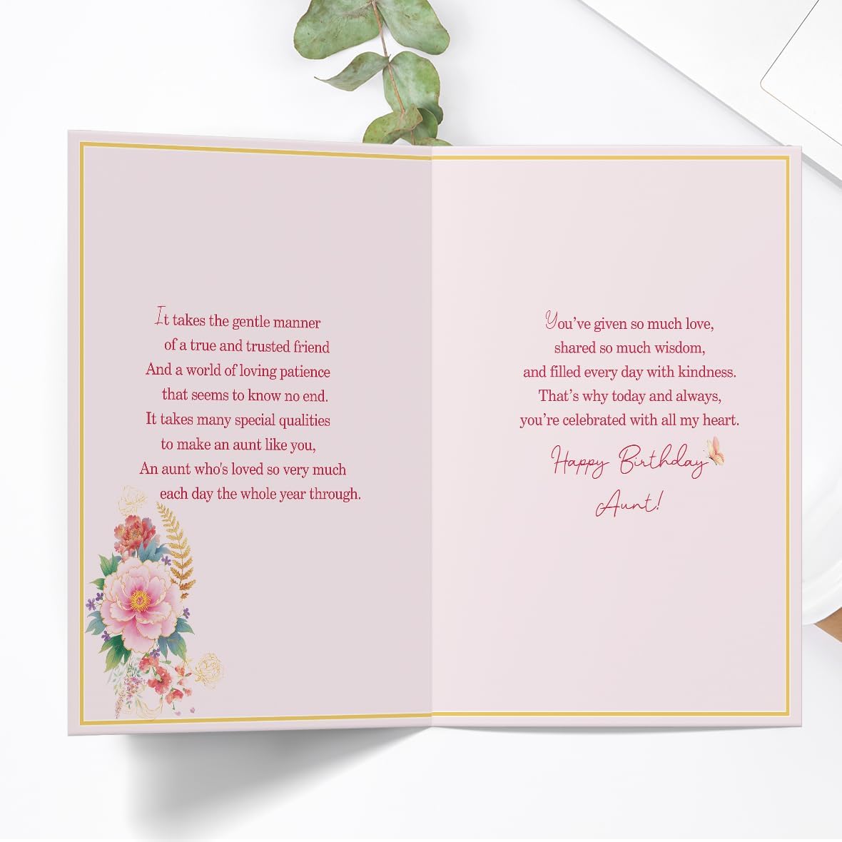 Aunt Birthday Card, Aunt Birthday Gifts, Thick Card Stock with Premium Envelope, 8x5.3 Inches, Double-Sided - Image 2