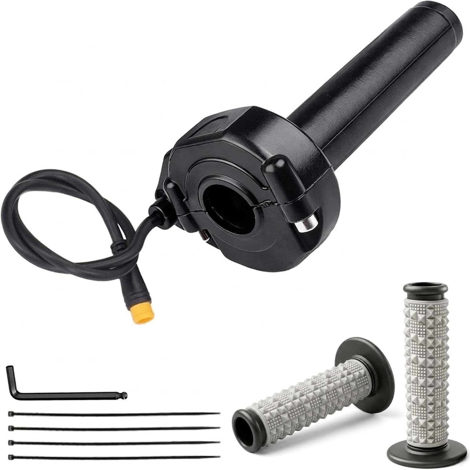 Ebike Full Twist Throttle with Rolling Bearing, Surron Style 3-Pin Waterproof Grip Kit Compatible Fit for Macfox HappyRun Freego Heybike - Universal 12V-72V Electric Dirt Bike