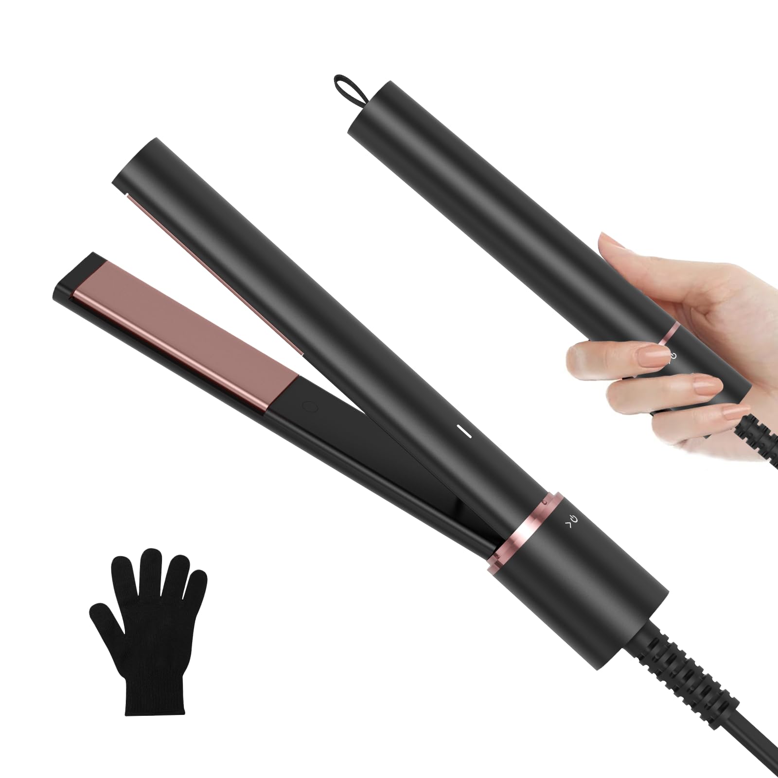 UMIGA Mini prostownica 2 w 1, mała prostownica do krótkich włosów, podróżna prostownica do włosów z szybkim nagrzewaniem, ceramiczna płytka do krótkich włosów i grzywek, mini prostownica do włosów