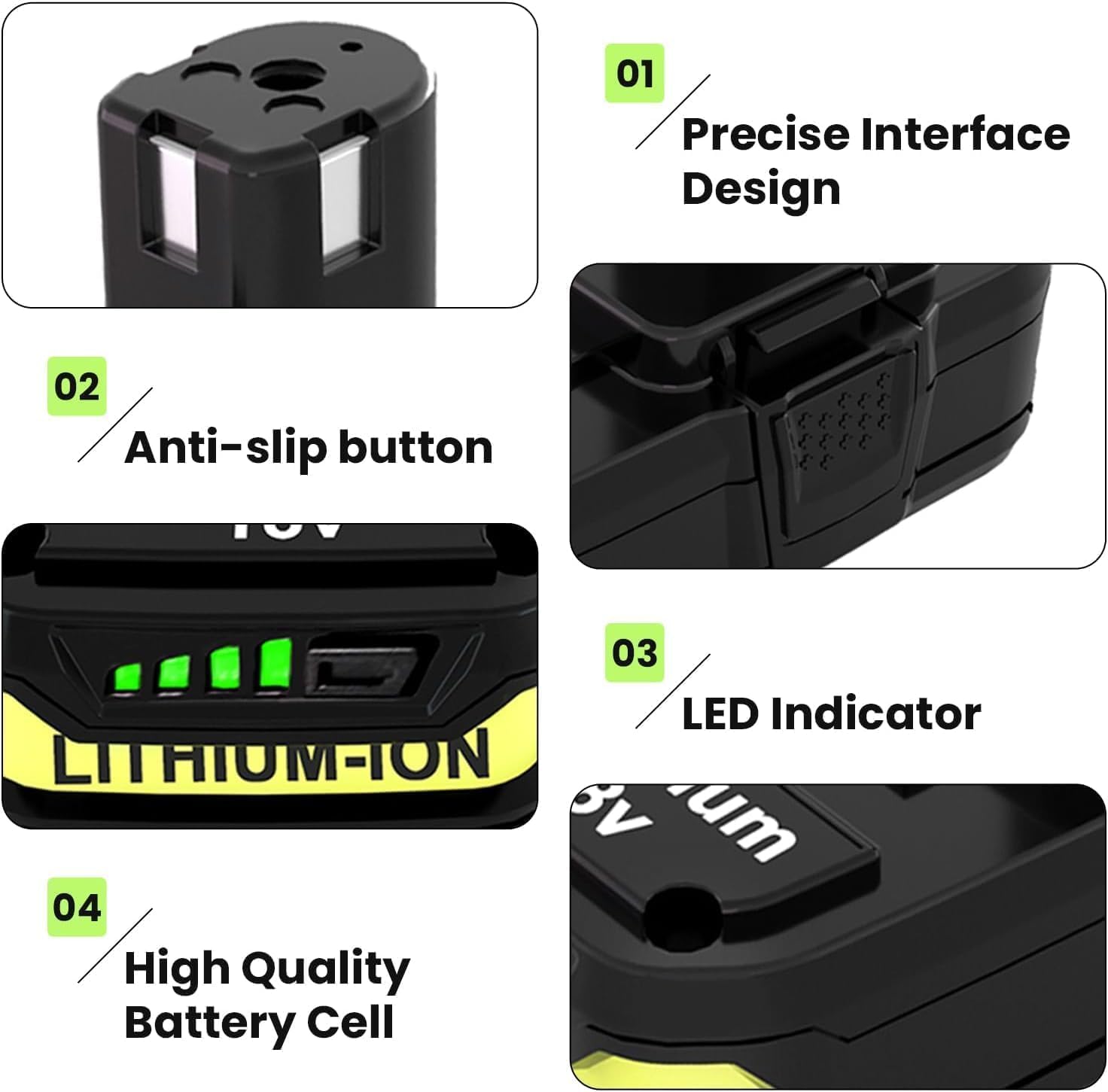 3600mAh P102 Replacement for Ryobi 18V Battery Compatible with Ryobi 18V Battery P103 P104 P105 P107 P190 P109 P190 P191 P122 Cordless Power Tools