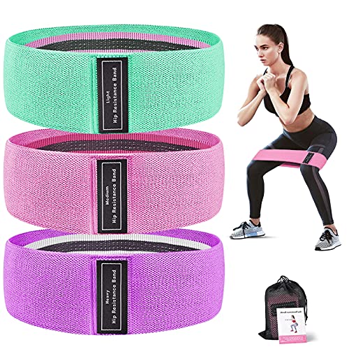 EnriQ Resistance Bands for Legs and Butt,Exercise Bands Set Booty Bands Hip Bands Wide Workout Bands (Cyan Pink Purple)