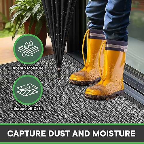 Mibao MBCR013S1GY Front Door Mat, Heavy Duty Durable Welcome Mat For Outdoor Indoor thumb #1