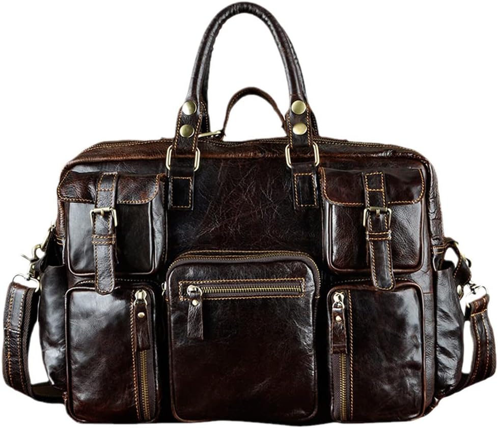 Haitpant Men Leather Handbag Business Briefcase Document Laptop Case Attache Portfolio Bag