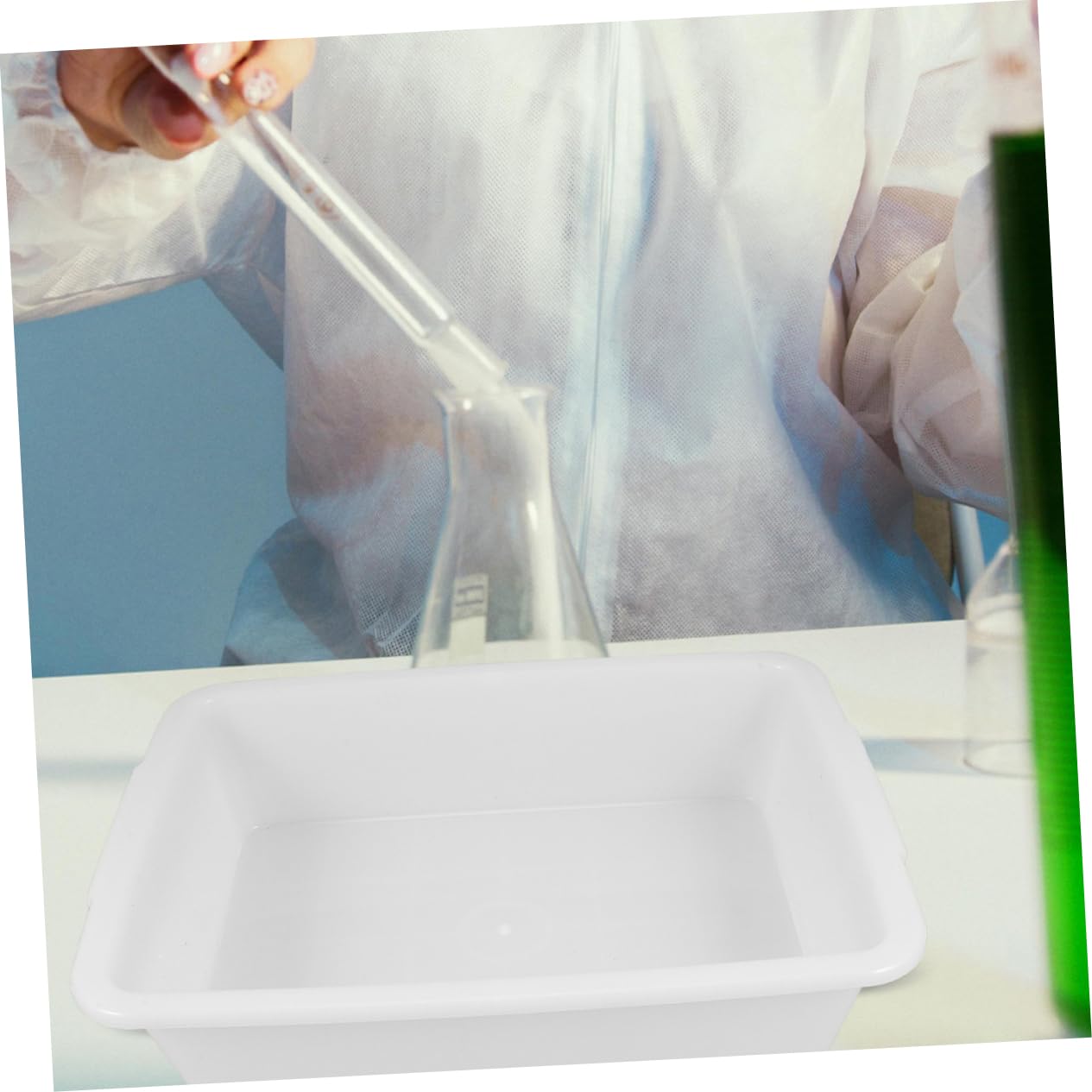 GALPADA Bandejas de Laboratorio de Plástico Medio Profundidad 2 Piezas, Anti-derrame para Experimentos Químicos