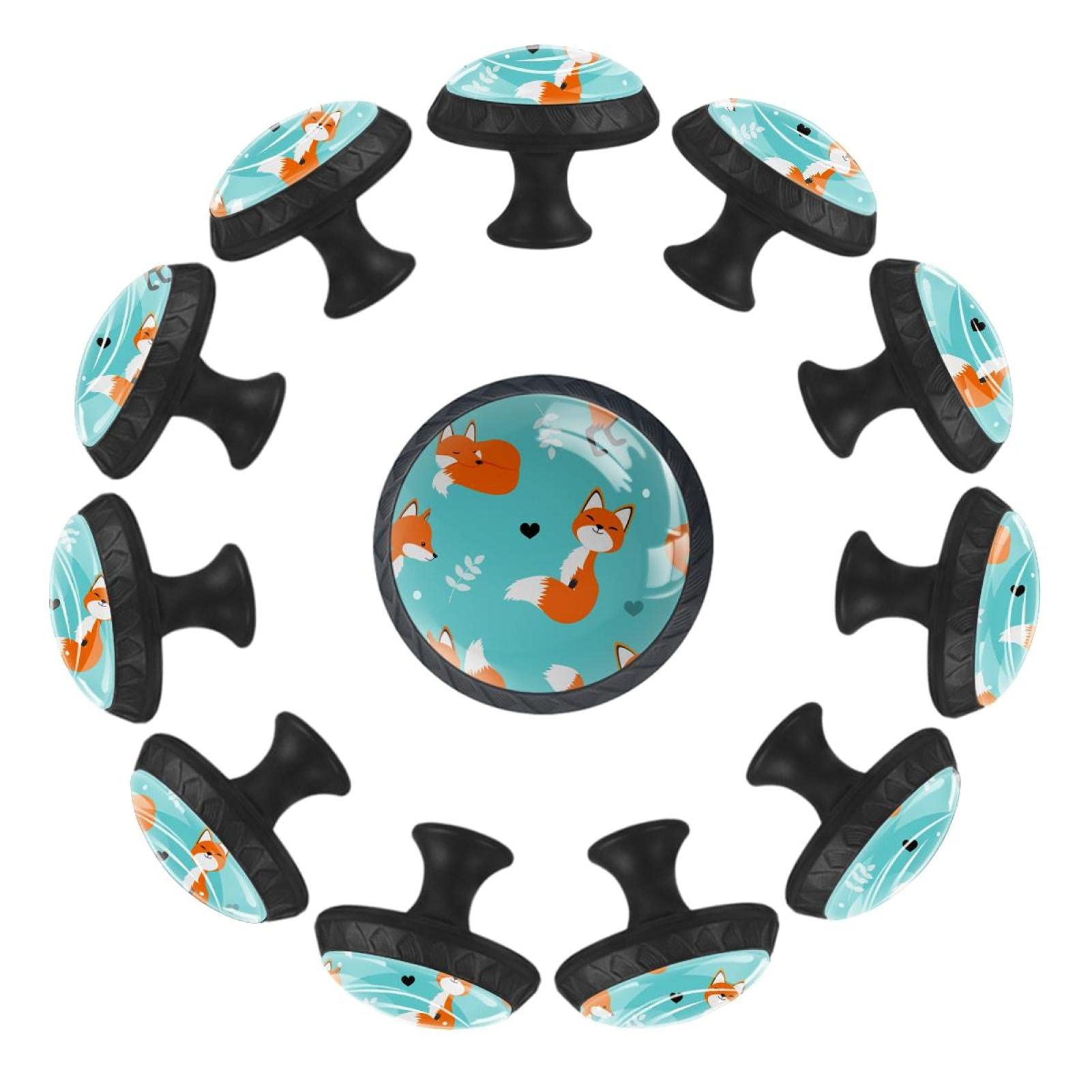 Boutons de tiroir renard rouge 35 mm en lot de 12 pour commode enfant