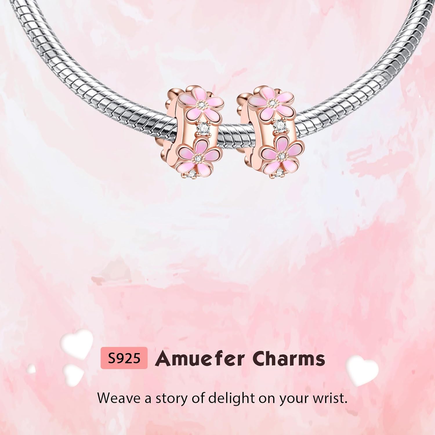 2PCS S925 Clip Stopper Spacer Charms for Pandora Bracelets, Pavé, CZ, Silver 14K Gold Rose Gold Plated, for Christmas Mothers Valentine's Day Graduation, Jewelry Gifts for Women - Image 3