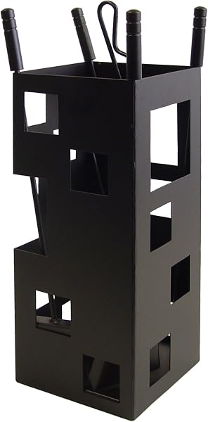 Imex El Zorro Juego de Chimenea Cuadrado con Soporte Metálico