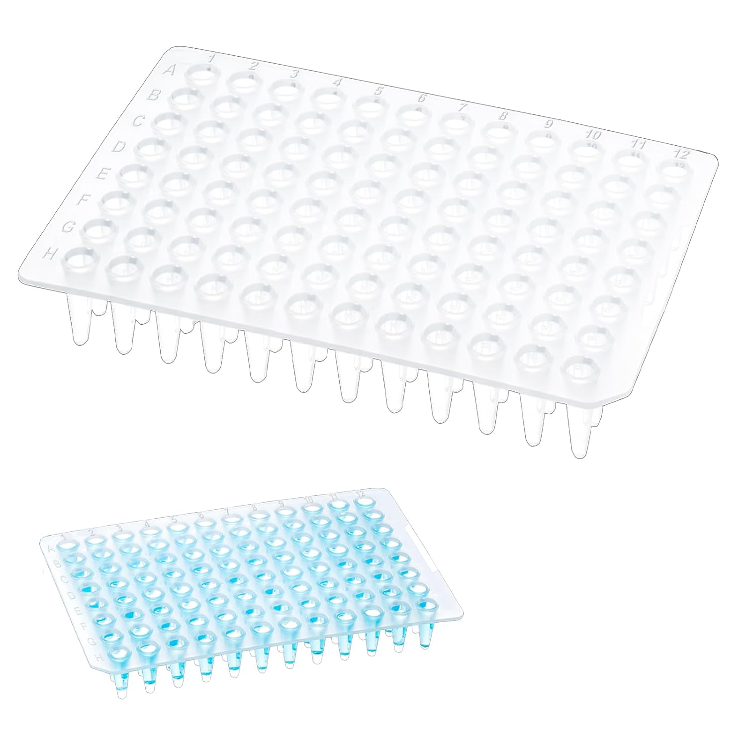 0.1ml 96-Well PCR Plates, Non-Skirted, Clear Polypropylene PCR Plate, 100 Plates Ultra-Thin Wall Tubes, DNase/RNase Free