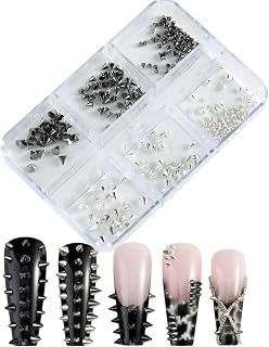Punk Nail Art Rivets - Gothic Pointed Studs Mixed Sizes Black Nail Decor for Acrylic Nails, DIY Manicure, Dark Style Jewelry
