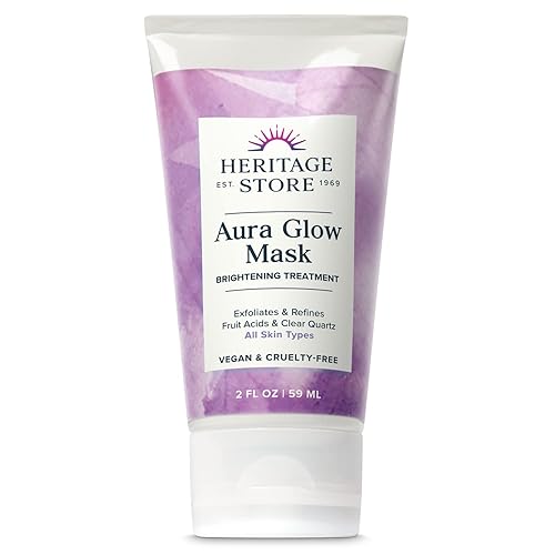 HERITAGE STORE Aura Glow - Máscara facial iluminadora y refinadora, todo tipo de piel, mascarilla de gel exfoliante con AHA y ácidos de frutas,