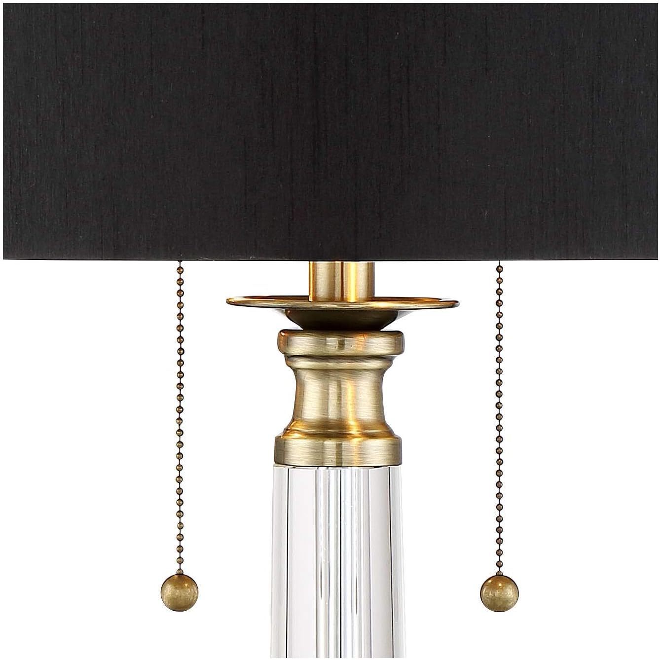 Vienna Full Spectrum Stephan Traditional Glam Style 3-Way Table Lamp with Table Top Dimmer 30" Tall Crystal Column Antique Brass Metal Black Fabric Drum Shade Living Room Bedroom House Bedside