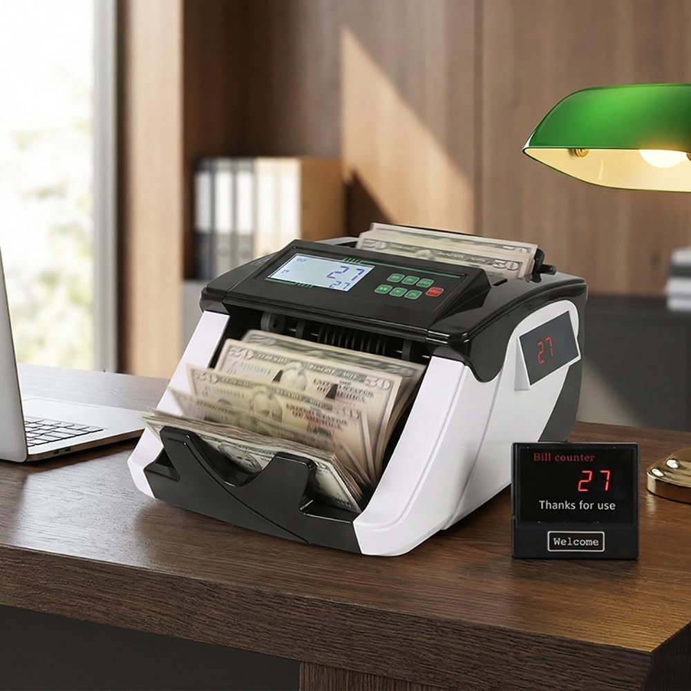 Conta Banconote,Con Conteggio Del Valore,Con Display Lcd,900 Banconote/Minuto,Contabanconote Per Dollari Ed Euro,Rilevamento Anticontraffazione,Elaborazione In Batch,Capacità 180 Banconote