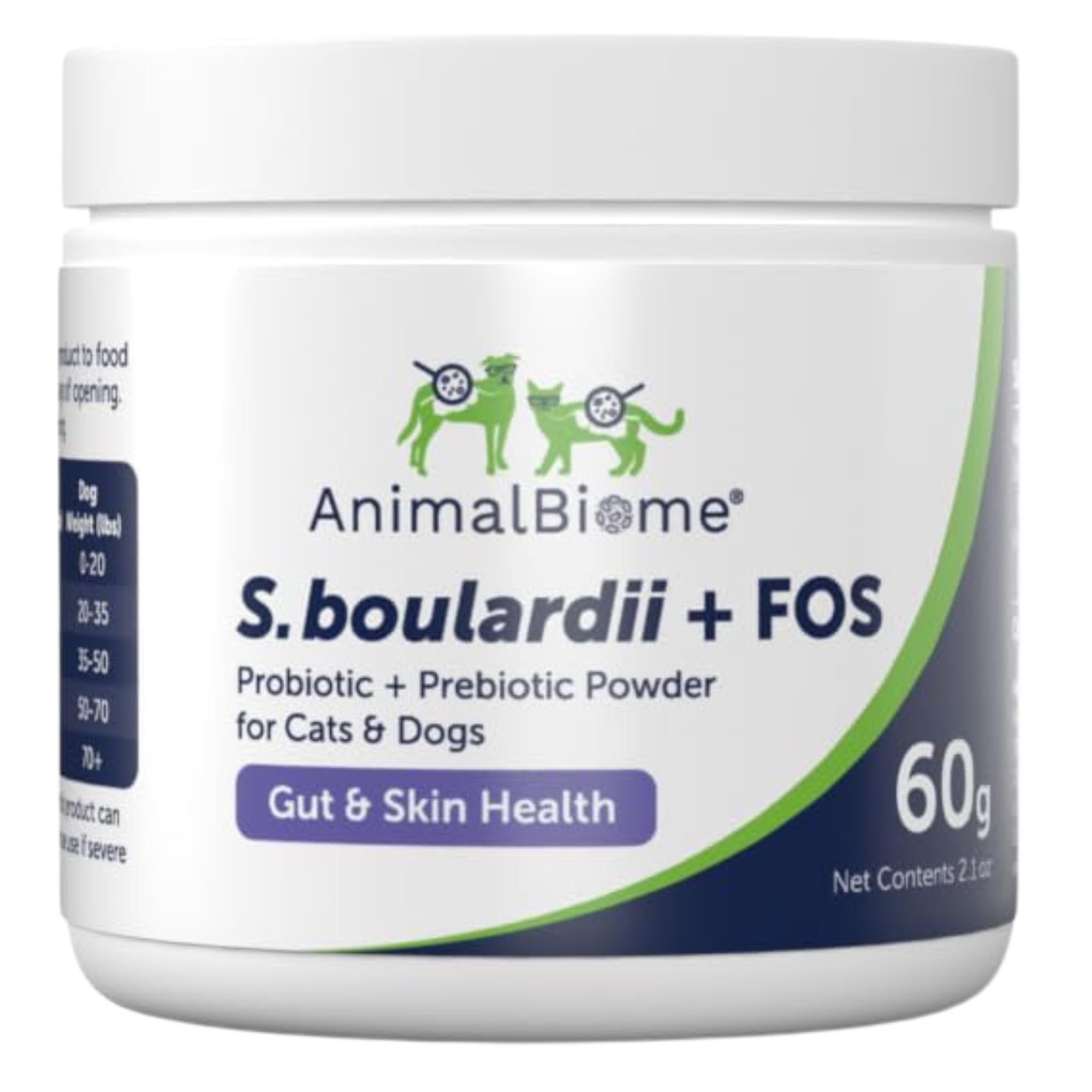 AnimalBiome Pet Probiotics - S. boulardii + FOS Probiotic and Prebiotic Powder for Dogs and Cats 60g