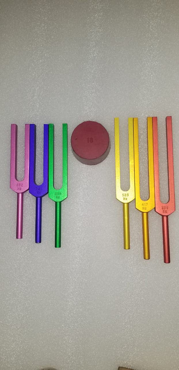 Fourchettes Solfeggio en alliage de précision avec écrin velours et maillet - 2